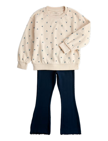 2 Piece Cotton Rich Floral Sweatshirt Outfit 2-8 Yrs