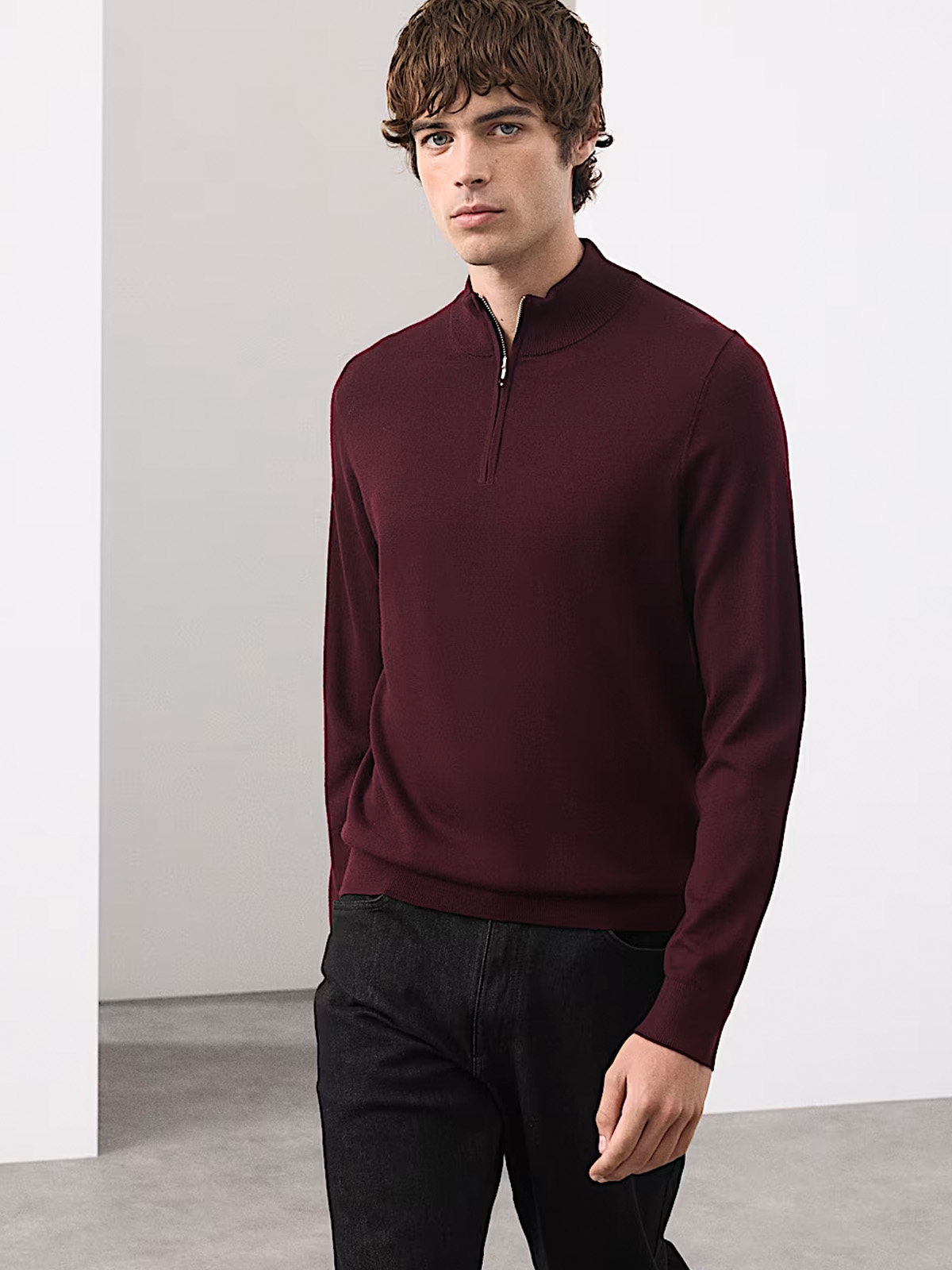 Pure Extra Fine Merino Wool Half Zip Jumper