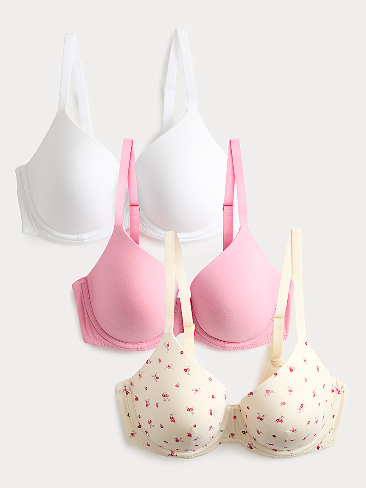 3pk Cotton Rich Wired T-Shirt Bras A-E