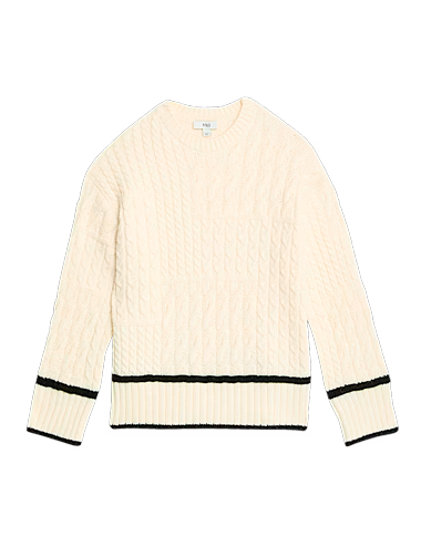 Cable Knit Tipped Detail Relaxed Jumper
