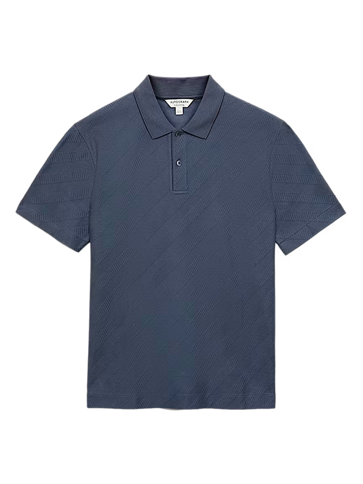 Pure Cotton Textured Jacquard Button Polo Shirt