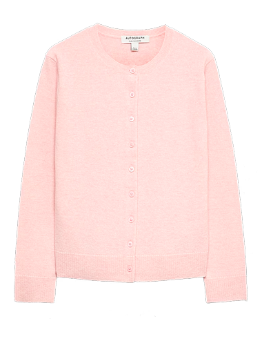 Pure Cashmere Crew Neck Button Front Cardigan