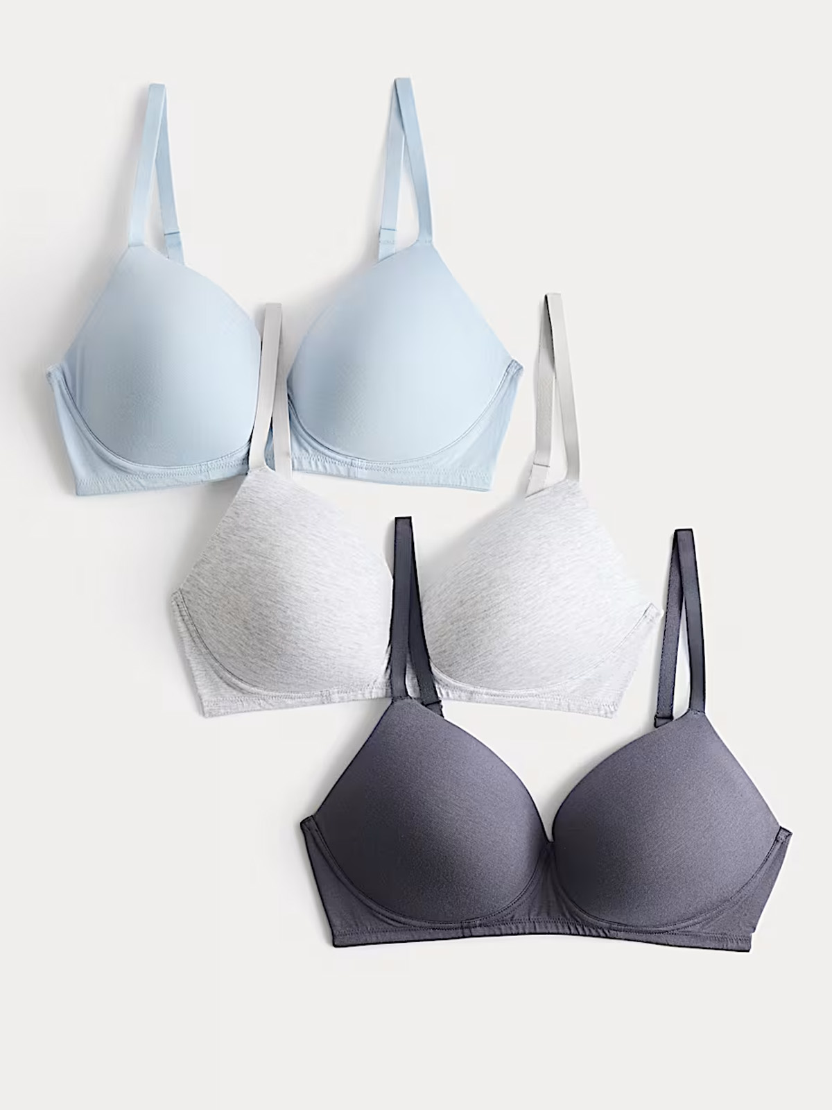 3pk Cotton Non Wired T-Shirt Bras A-E