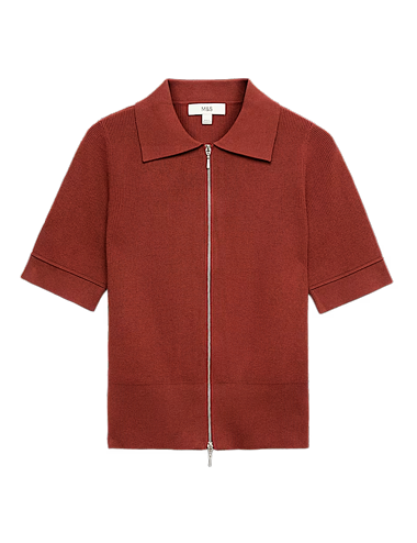Collared Zip Up Slim Fit Cardigan