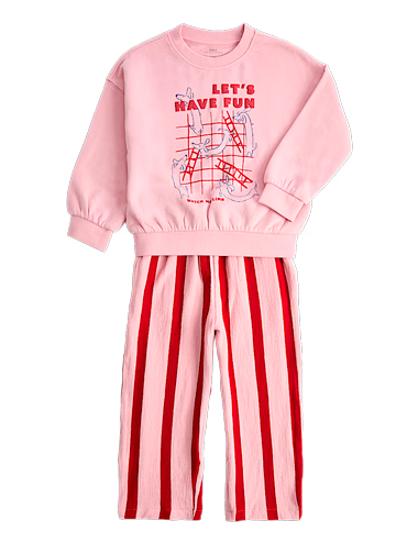 Cotton Rich Graphic Dog Sweatshirt Outfit 2-8 Yrs