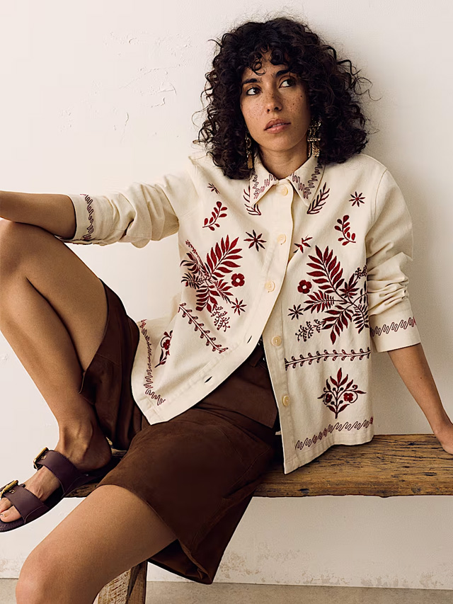 Pure Cotton Embroidered Overshirt