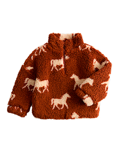 Horse Print Borg Jacket 2-10 Yrs