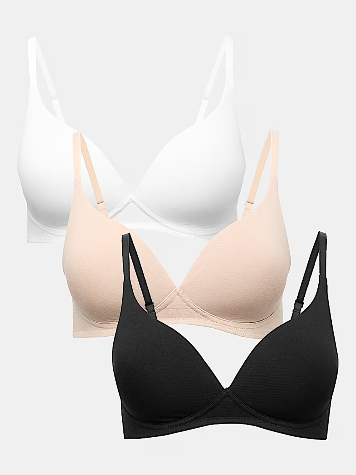 3pk Non Wired Plunge T-Shirt Bras A-E