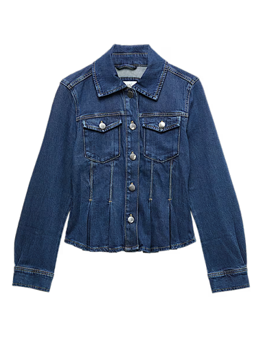 Denim Peplum Collared Jacket