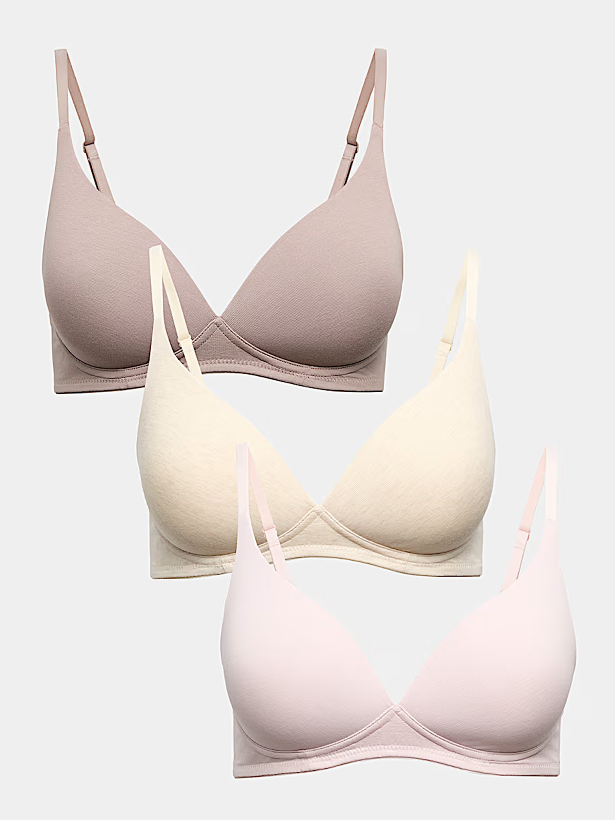 3pk Non Wired Plunge T-Shirt Bras A-E