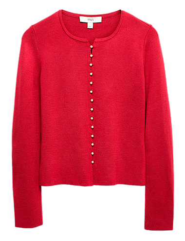 Soft Touch Button Through Fitted Cardigan