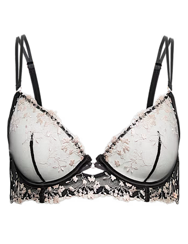 Flora Mesh Embroidered Wired Plunge Bra A-E