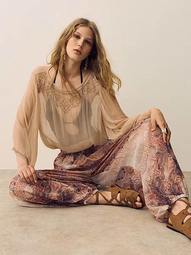 Sheer Paisley Balloon Trousers