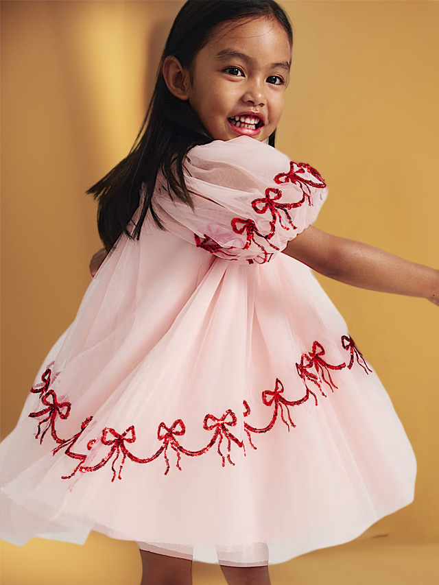 Bow Mesh Dress 2-10 Yrs